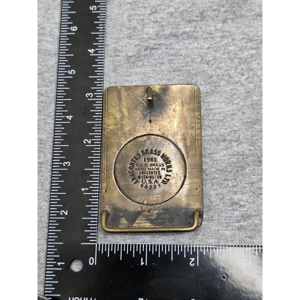 Rare Handmade AnaCortes Brass Works Rainier Beer Belt Buckle Made in USA Vintage
